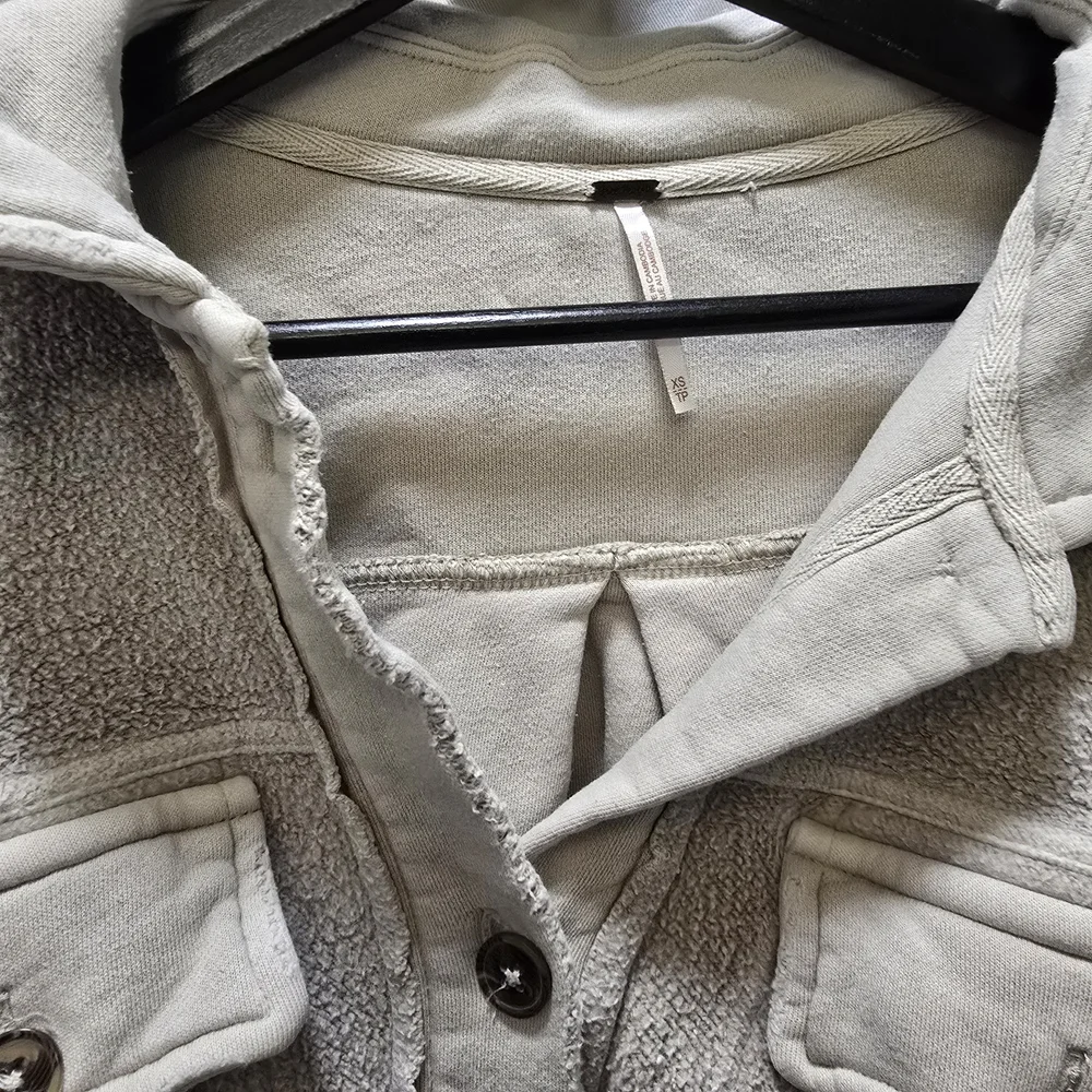 Free People Ruby Cream Teddy Jacket XS Button Down Shacket Oversized‎ Relaxed